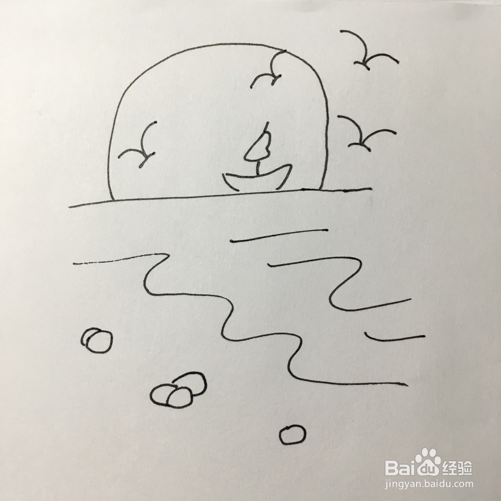 鱼塘和大海的简笔画分别怎么表示