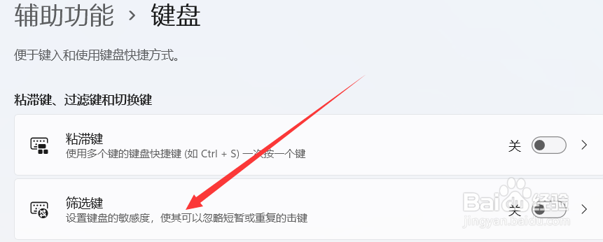 win11如何设置筛选键
