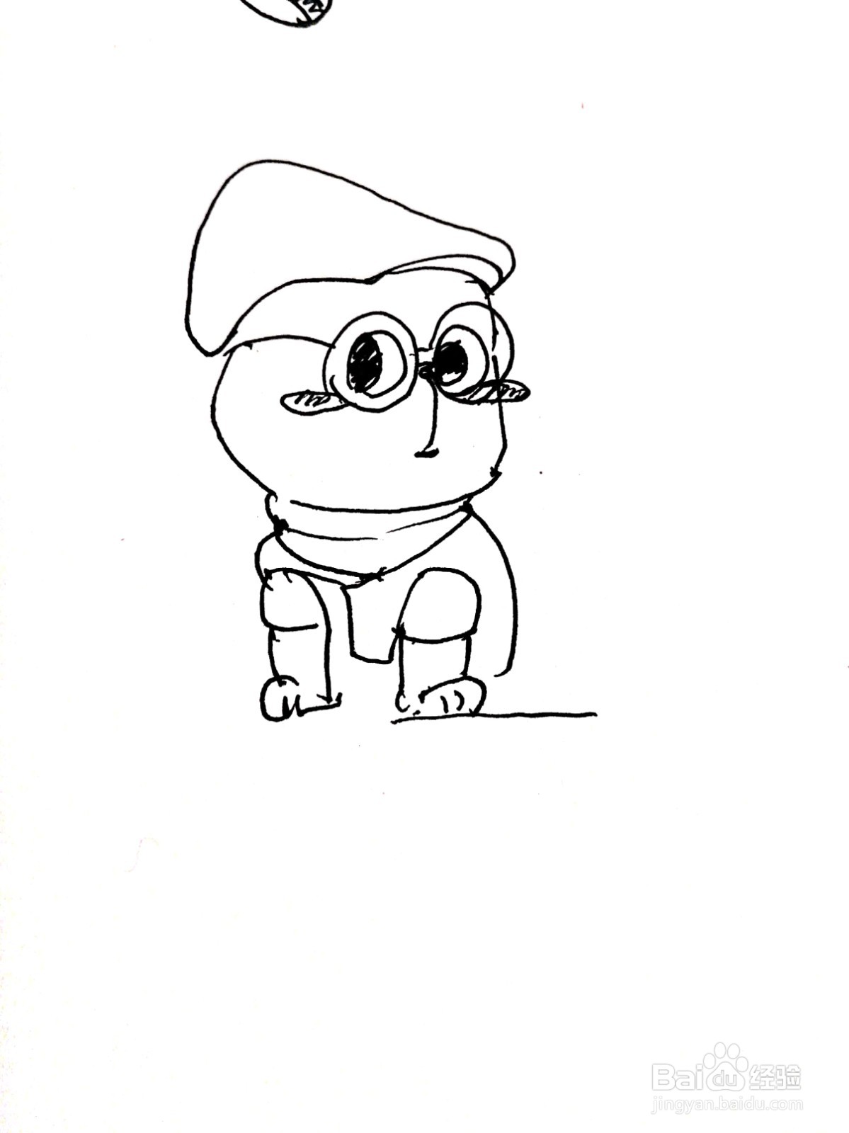 戴着贝雷帽的猫线描画怎么画