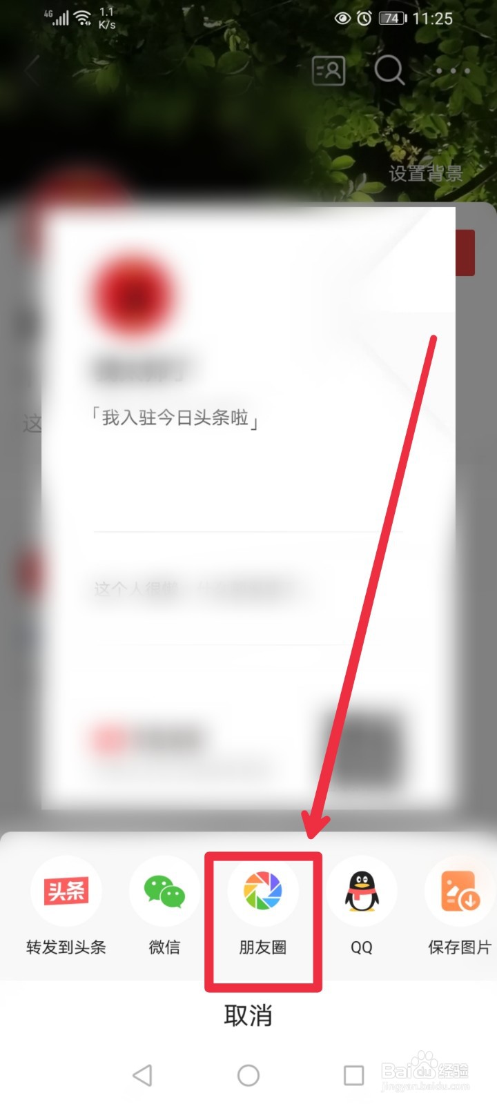 怎么把今日头条APP个人主页分享到微信朋友圈