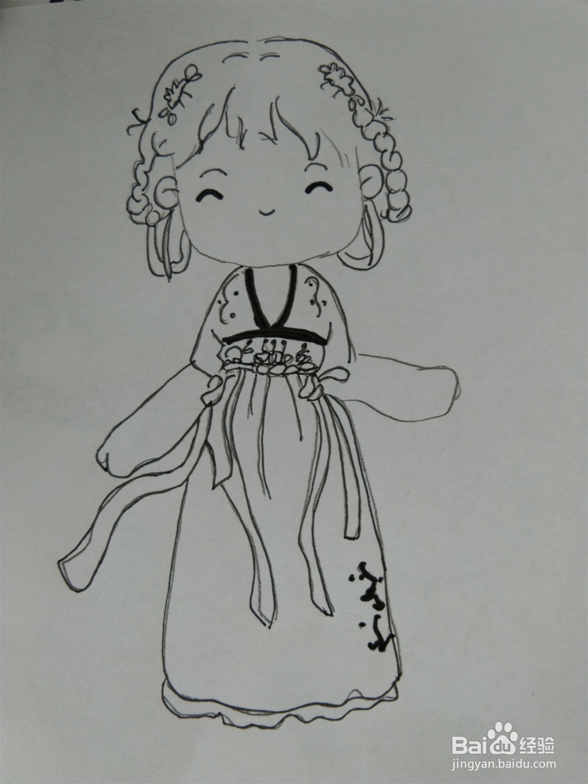 古风少女简笔画怎么画？