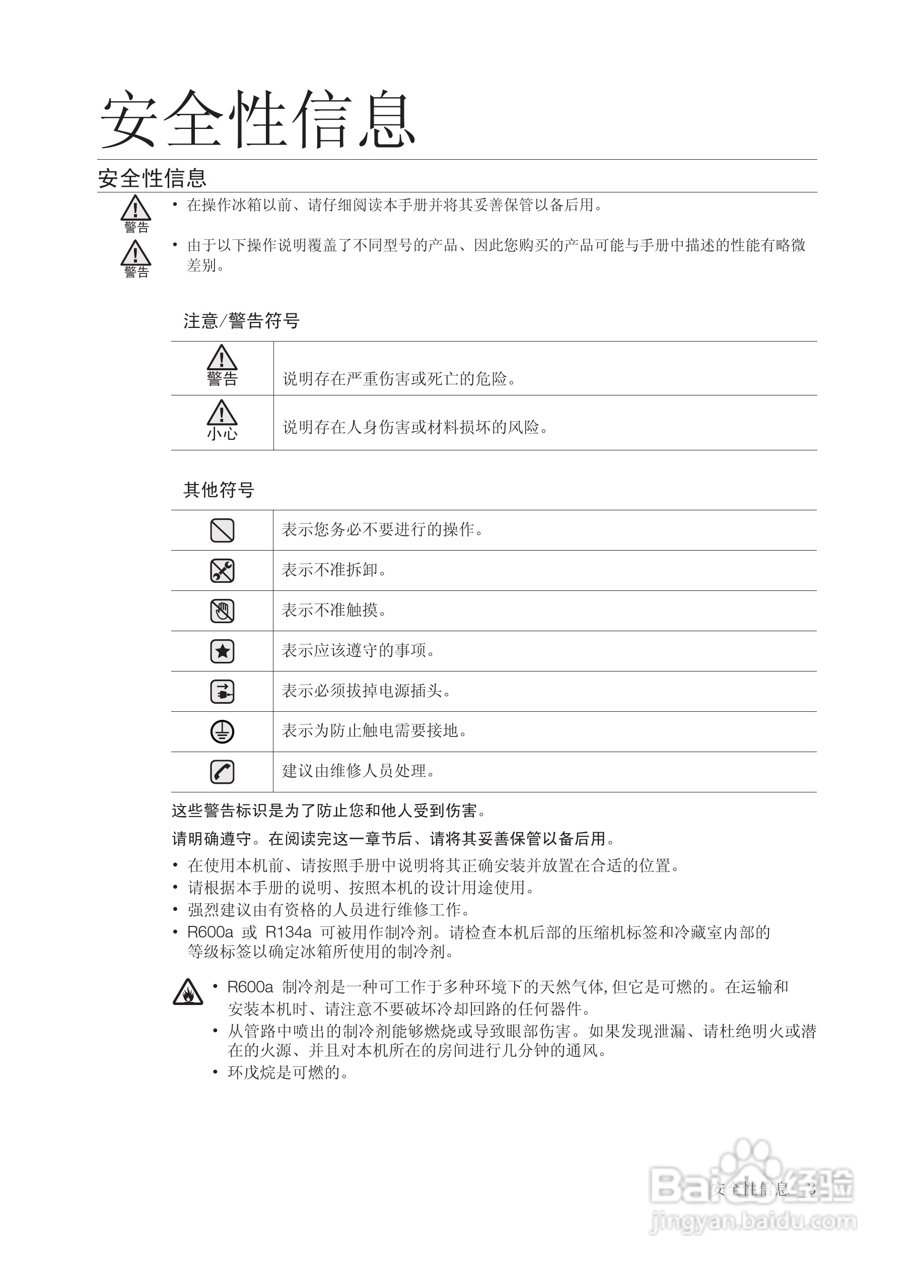 三星RSH1ZTSW电冰箱使用说明书:[1]