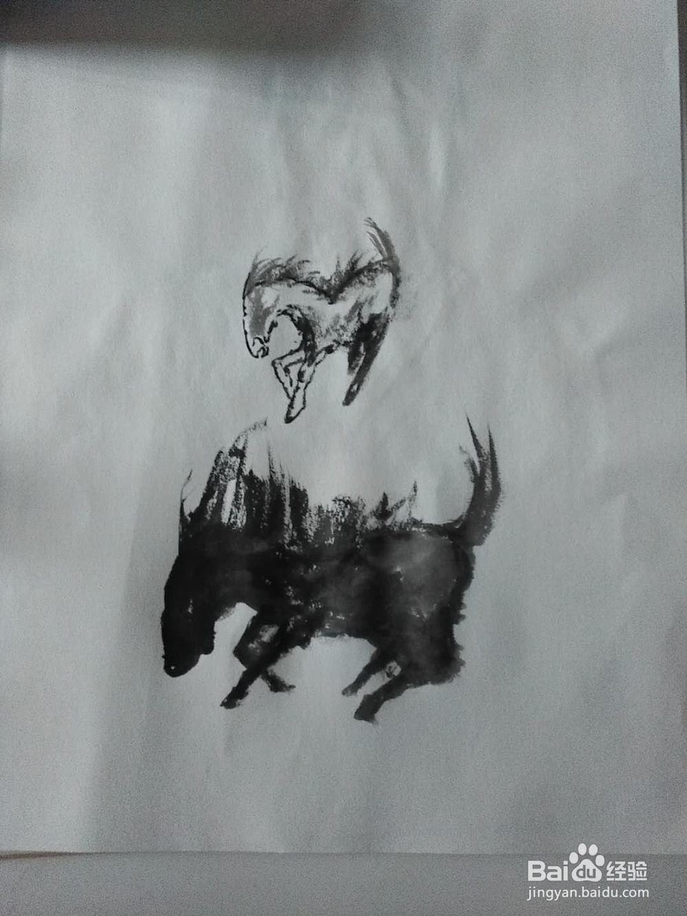 国画马的水墨画法。