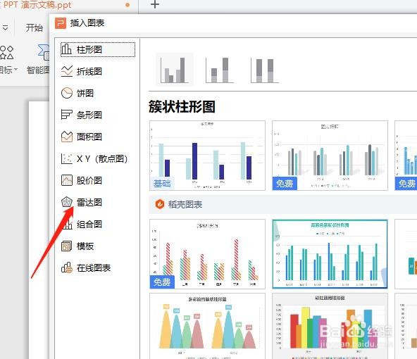 PPT内如何插入雷达图
