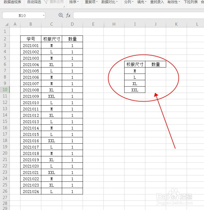 WPS含重复数据的表格如何统计数量