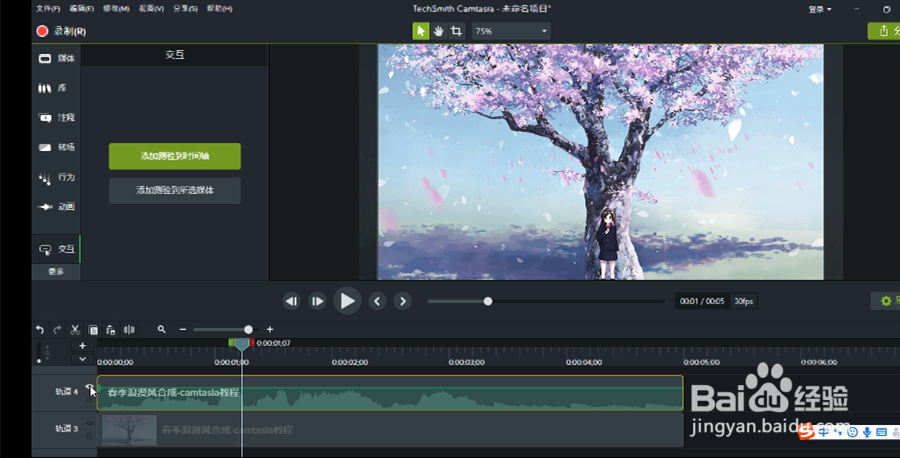 在camtasia2018中如何禁用和删除轨道？