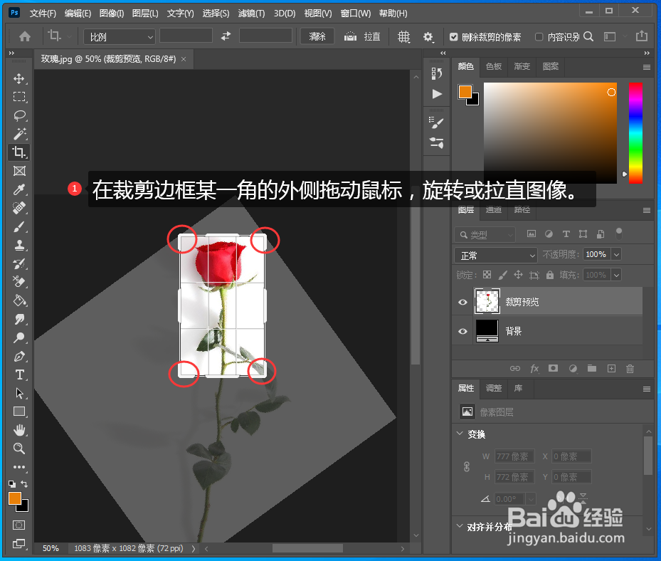 如何用PS裁剪和拉直图像