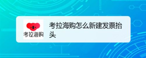 考拉海购怎么新建发票抬头