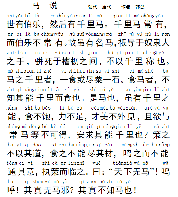 马说全文注音