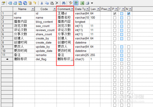 PowerDesigner怎么跟表的字段加注释