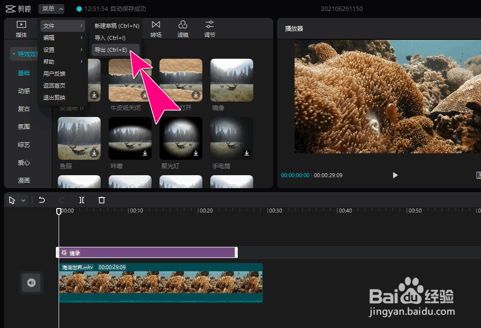 怎么用剪映工具将视频画面进行左右镜像效果处理