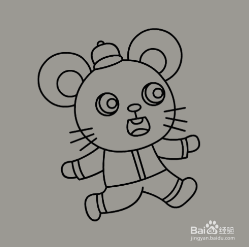 如何手工画撒红包的老鼠简笔画?