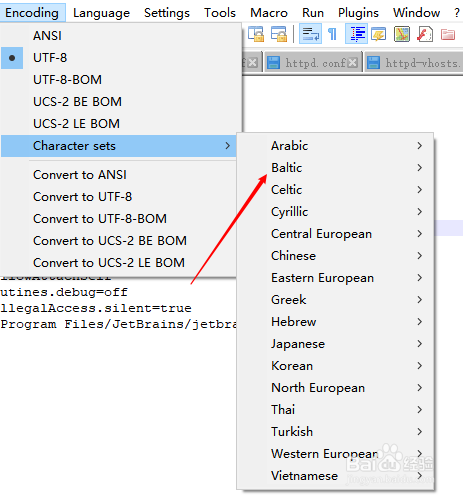 notepad++设置Baltic编码格式?