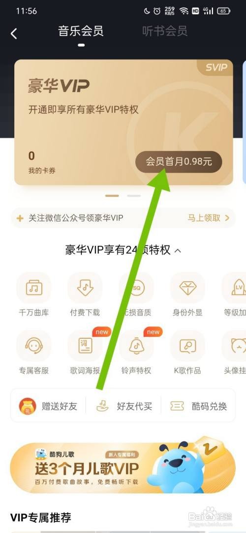 酷狗音乐怎么开通会员