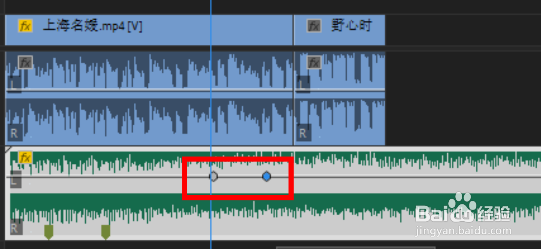 PR中如何通过钢笔工具和音频仪表来调节音频声音