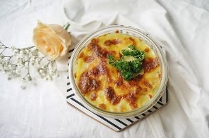 奶油蘑菇培根焗饭