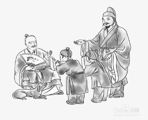 古人拜师简笔画图片