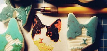 猫咪图案的橡皮章