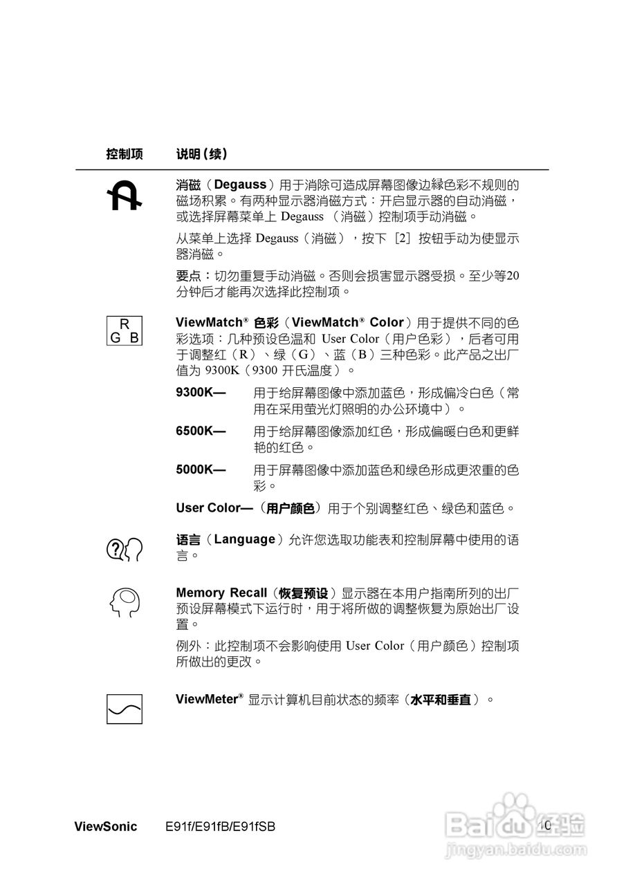 优派E91fB显示器使用说明书