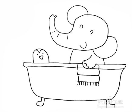 小象洗澡图片简笔画图片