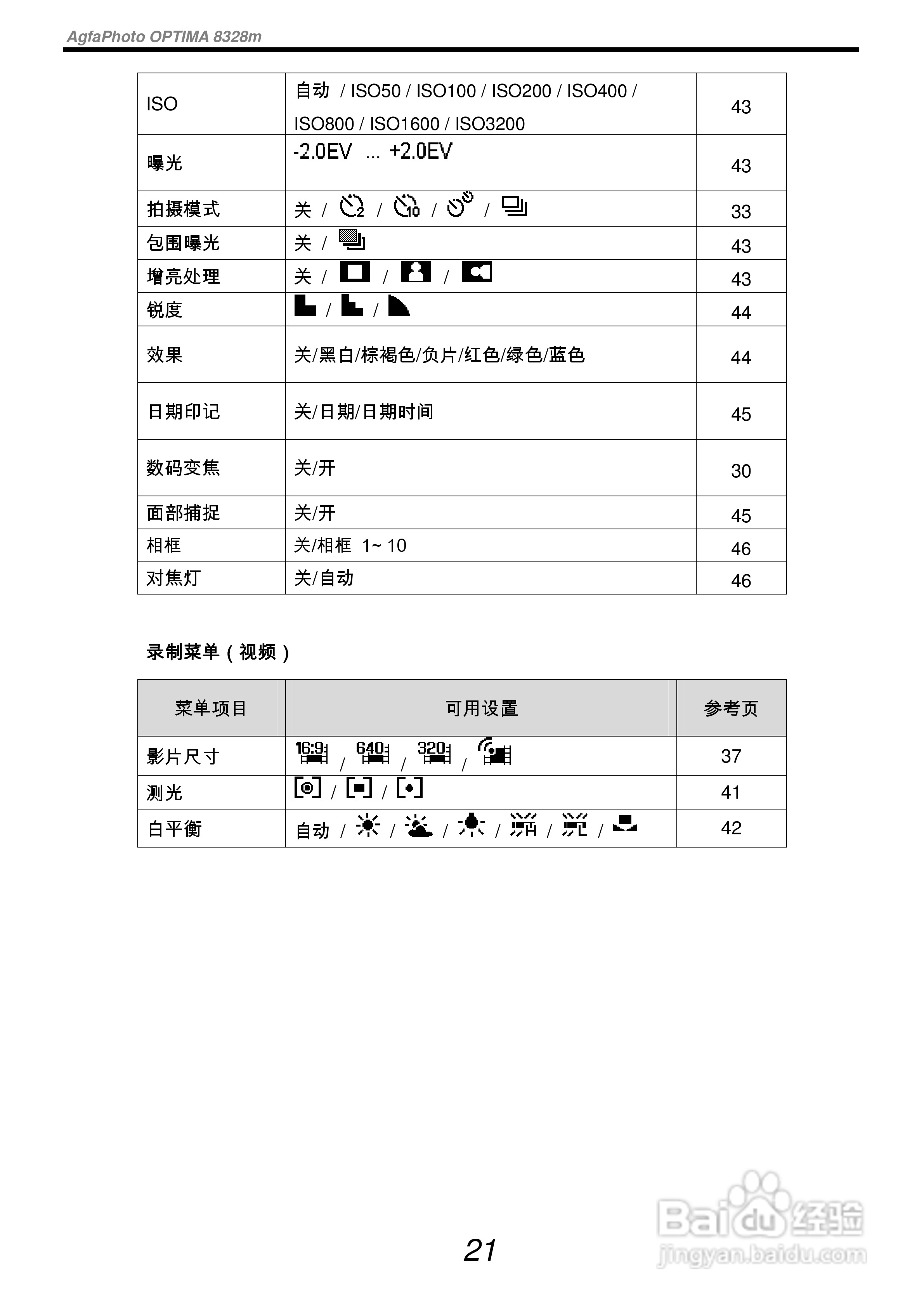 爱克发AgfaPhoto OPTIMA 8328m数码相机使用说明书:[3]