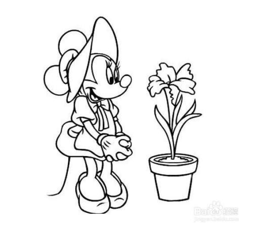 种花的米妮的画法