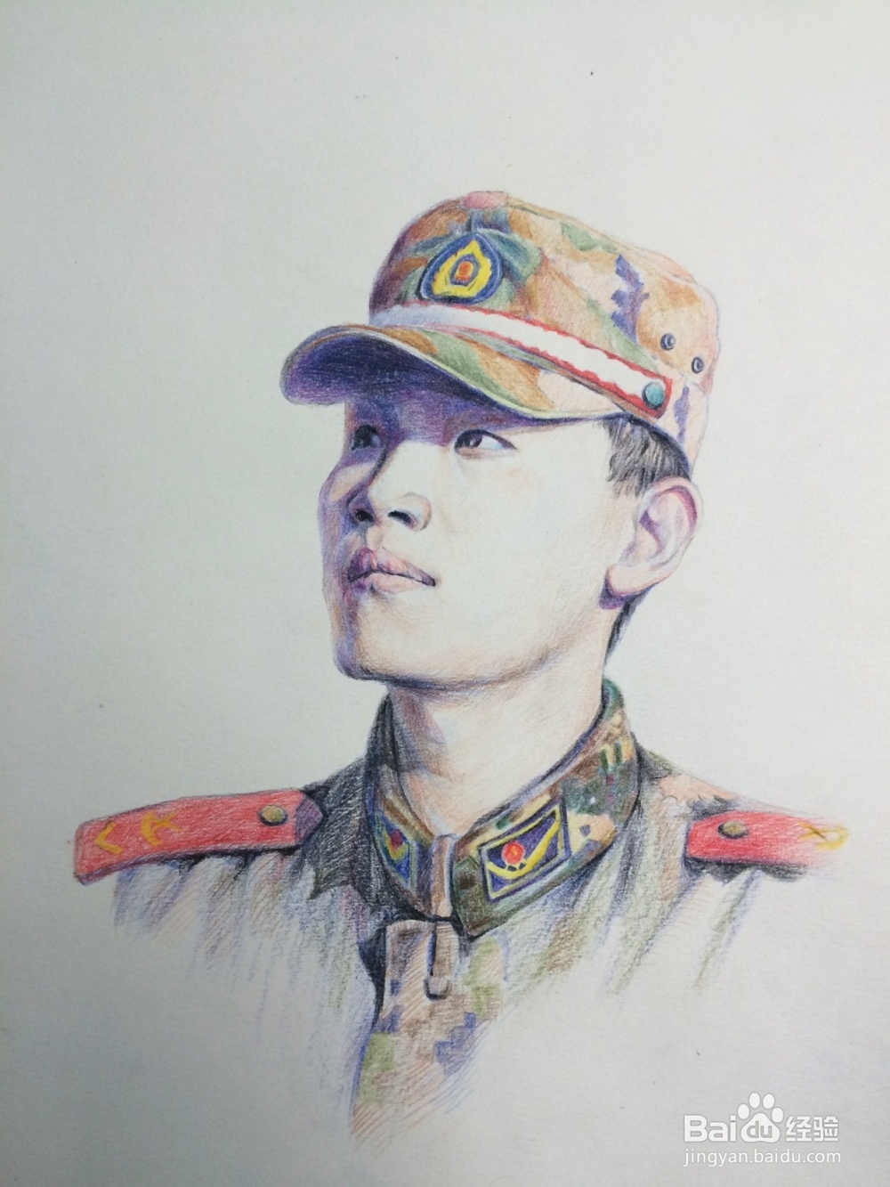 素描：彩铅肖像画画法，武警消防战士绘画艺术。