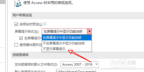 Access数据库怎么设置屏幕提示样式？