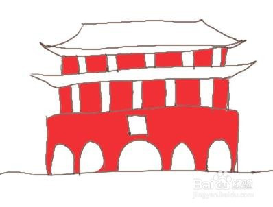 天安门简笔画涂色