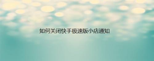 如何关闭快手极速版小店通知