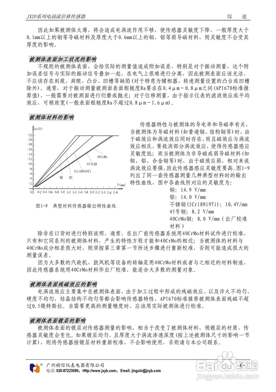 JX20电涡流位移传感器使用说明书:[1]
