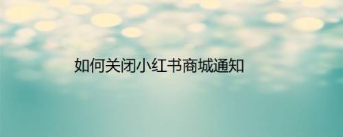 如何关闭小红书商城通知