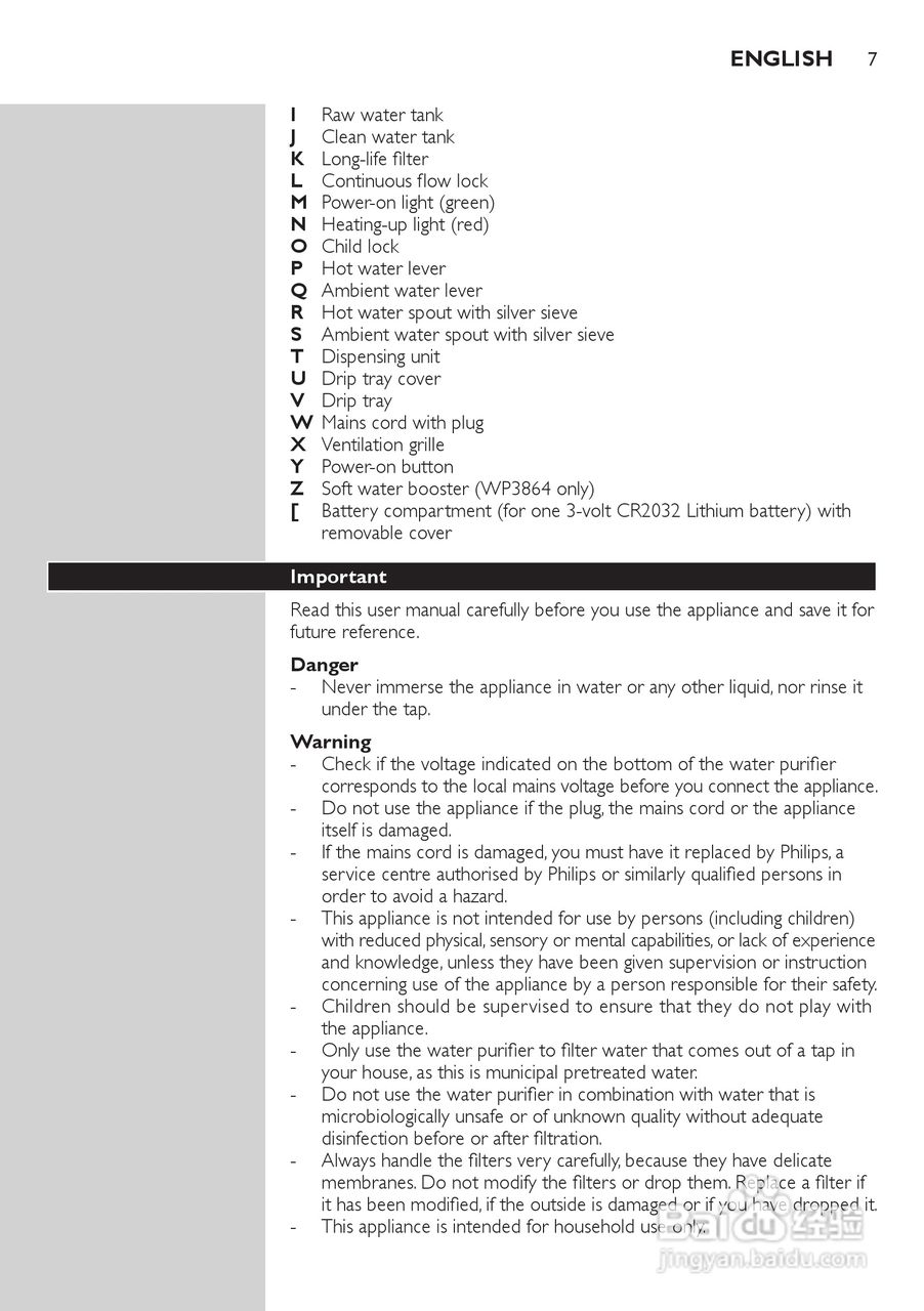 飞利浦 WP3863净水机使用手册:[1]