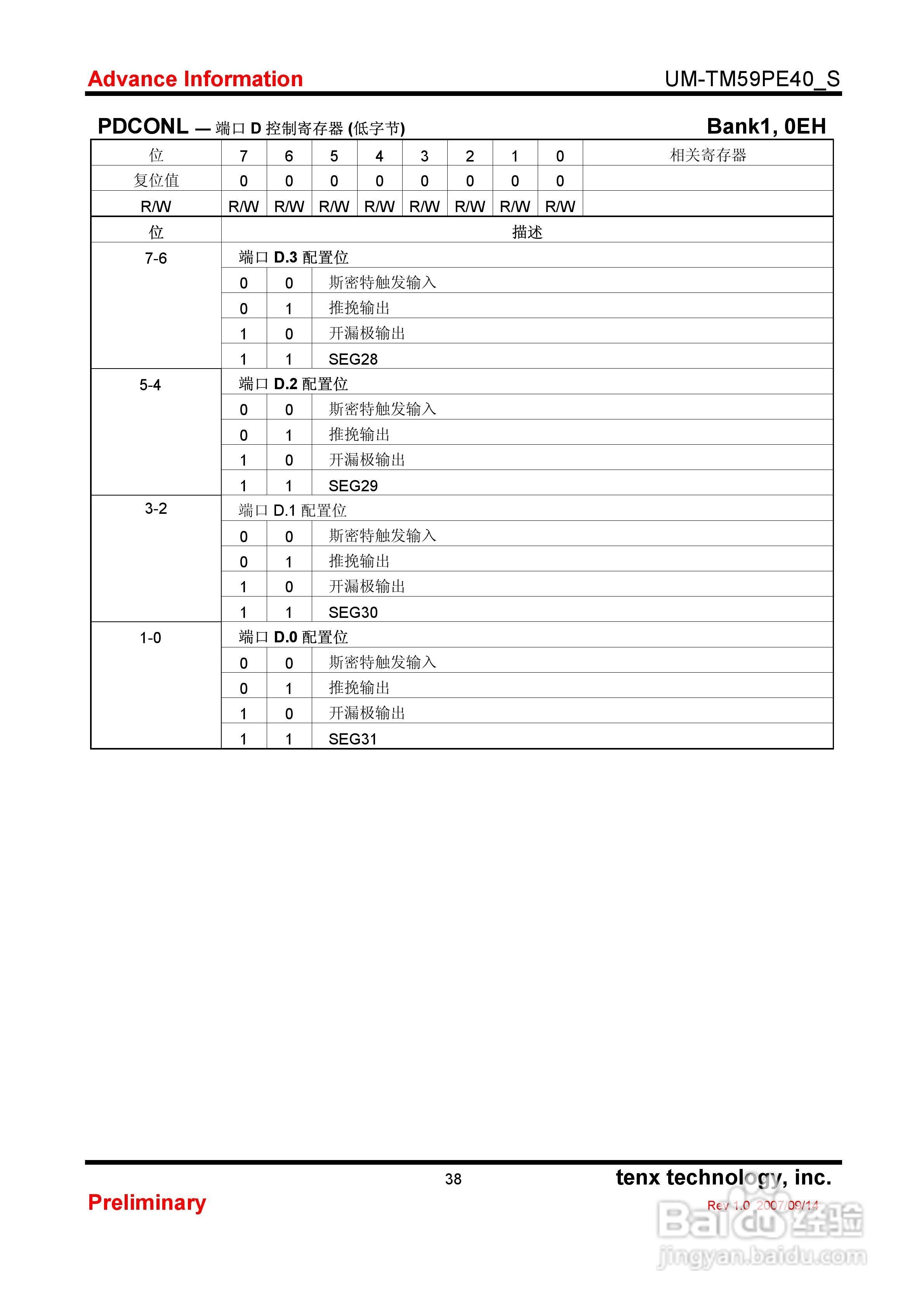TM59PE 40 8-Bit微控制器使用手册:[4]
