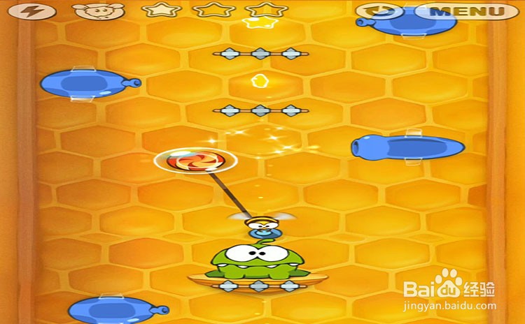 手机游戏割绳子level10-6三星攻略