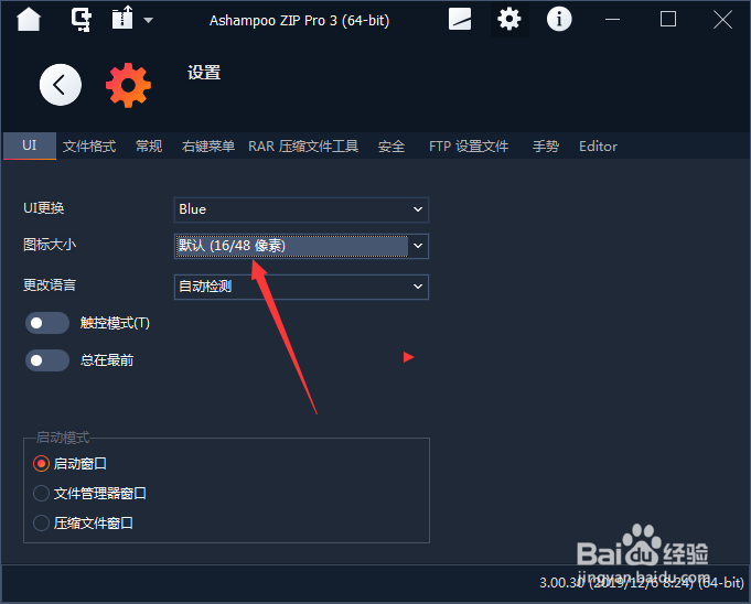 如何Ashampoo ZIP Pro 3图标大小设置为自动