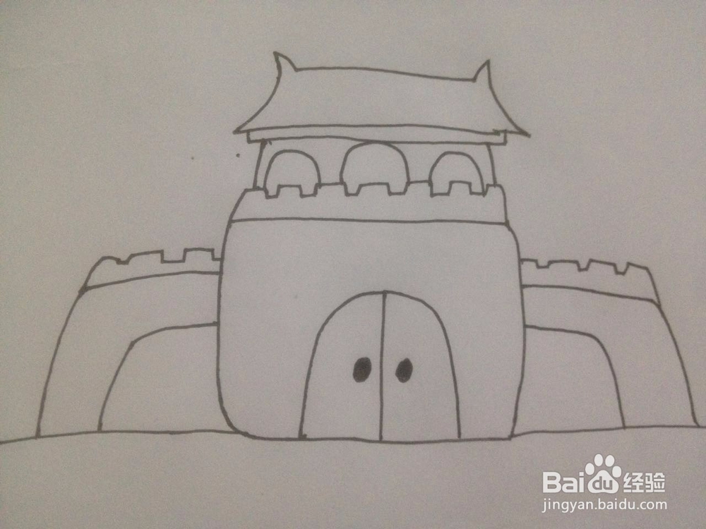 如何简单的画城门