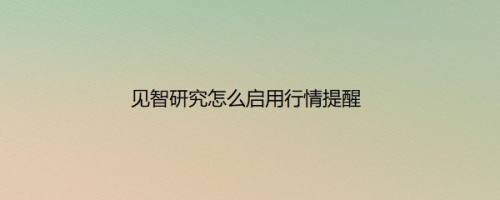 见智研究怎么启用行情提醒