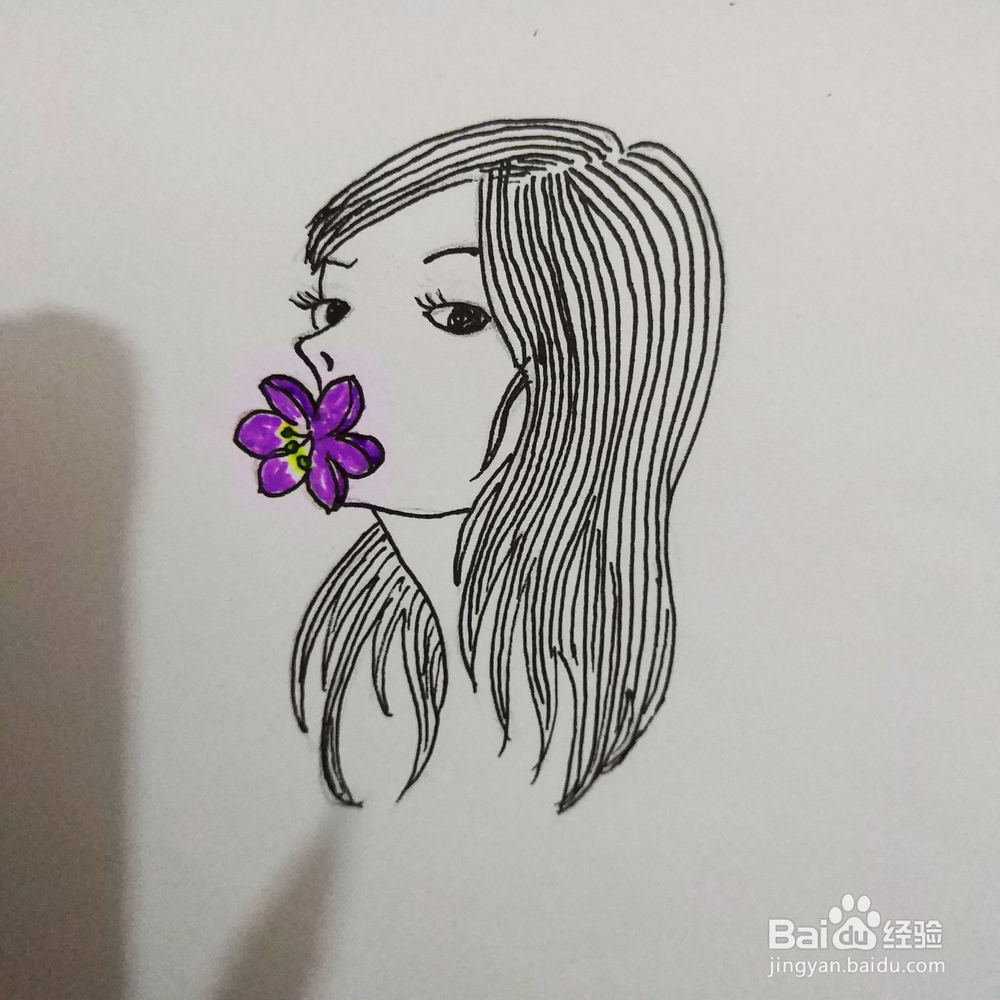 简笔画38：Q版叼花姑娘画法
