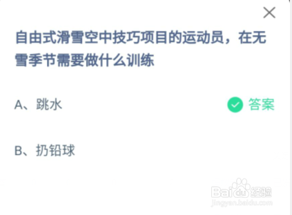 自由式滑雪空中技巧项目运动员无雪季节蚂蚁庄园