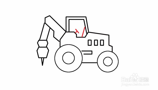 简笔画--如何画工程车打桩机