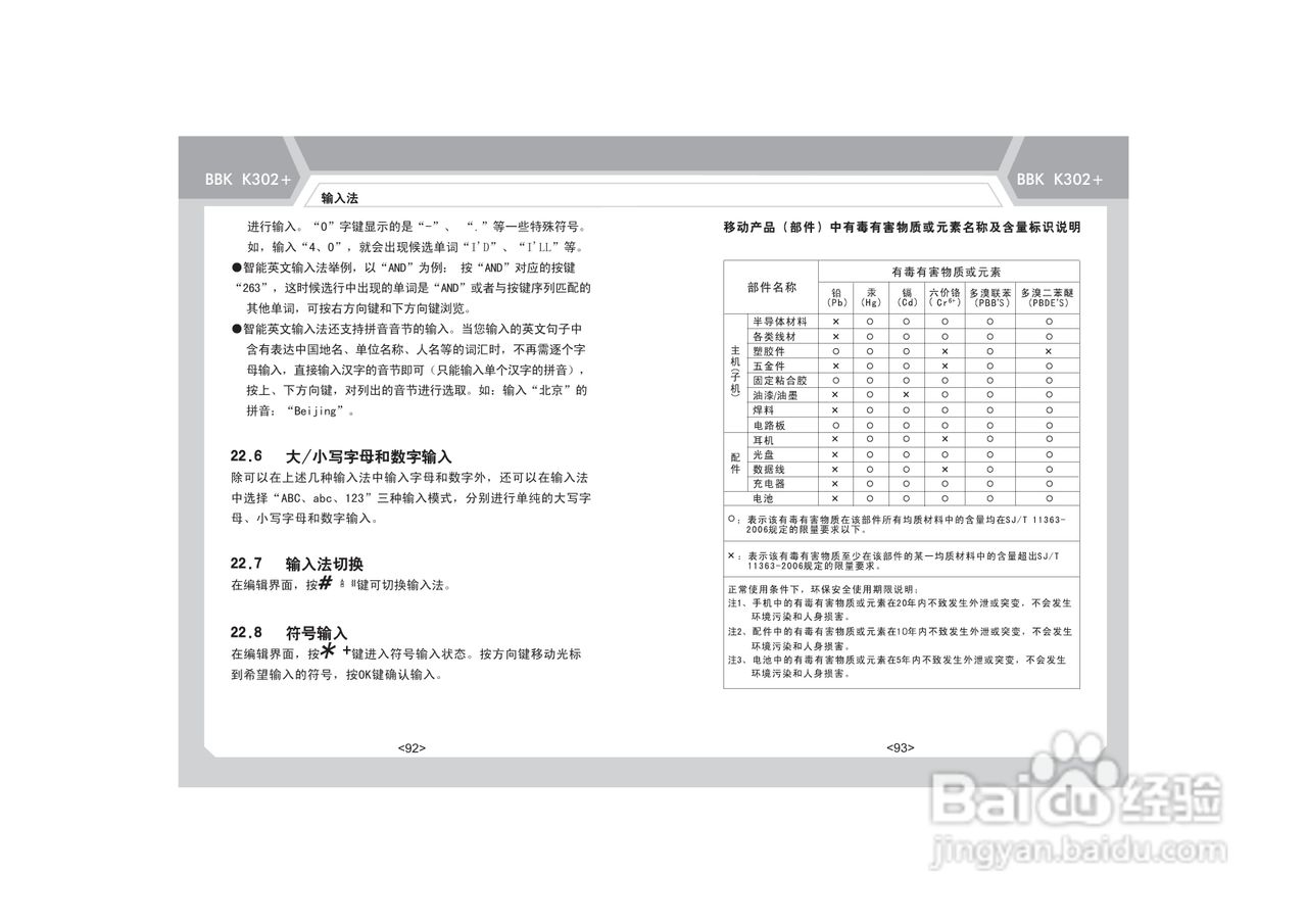 步步高K302+手机使用说明书:[6]