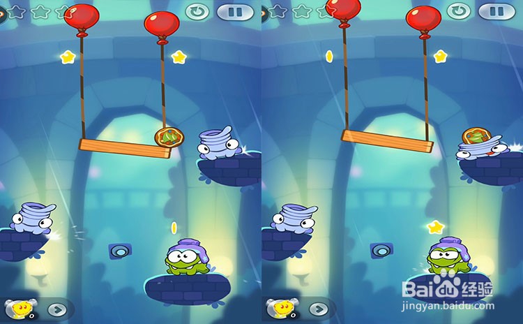 手机游戏割绳子2关卡4-9三星攻略