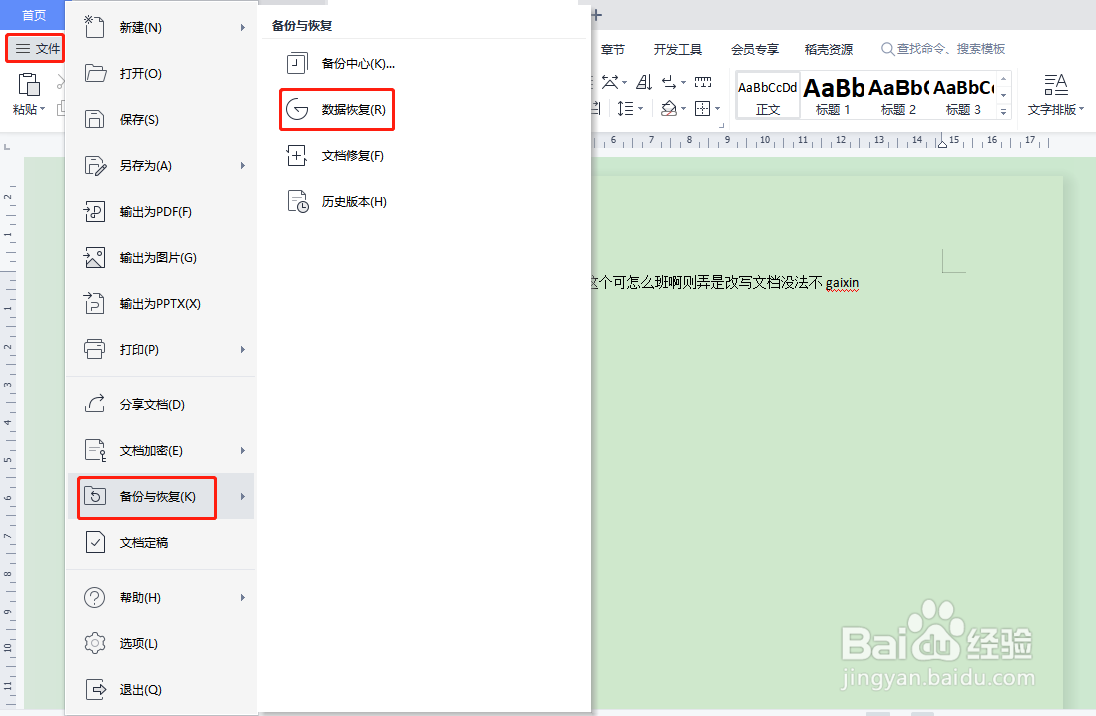 怎样是用wps恢复U盘数据