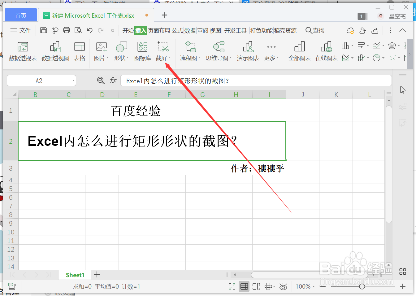 Excel内怎么进行矩形形状的截图