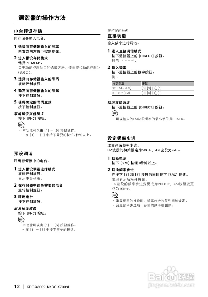 KENWOOD CD接收机KDC-X8009U/X7009U 使用说明书:[1]