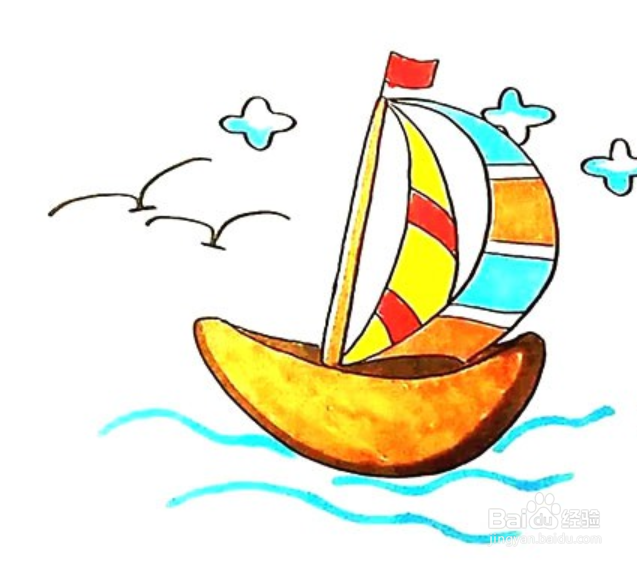 豪华私人帆船简笔画