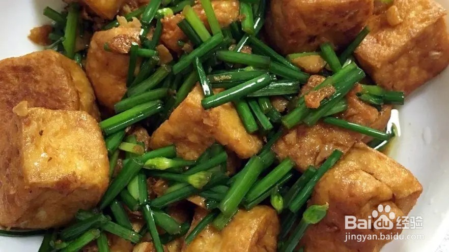 韭菜苔炒油豆腐