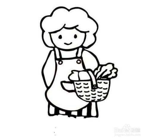 买菜的妈妈的画法