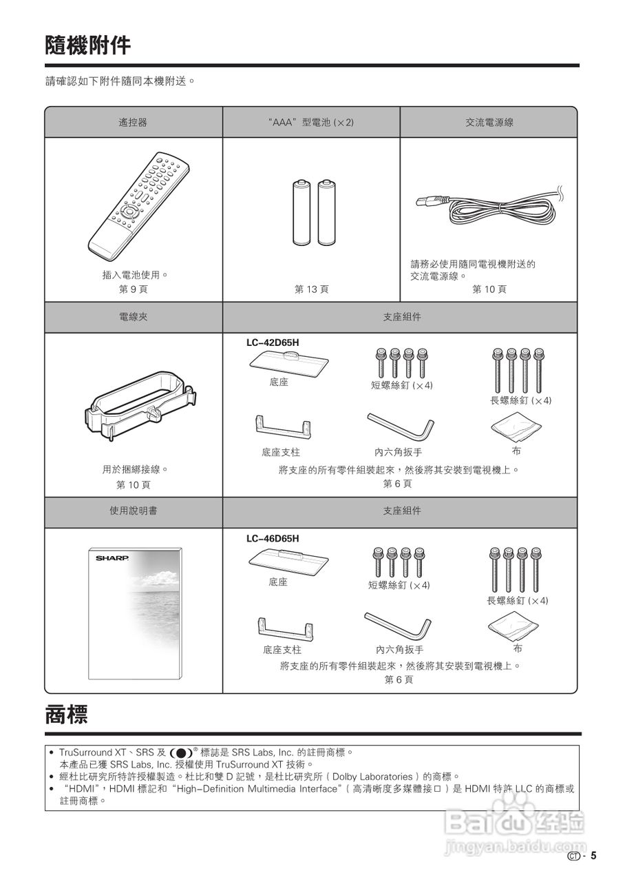 声宝LC-42D65H型液晶电视机说明书:[1]